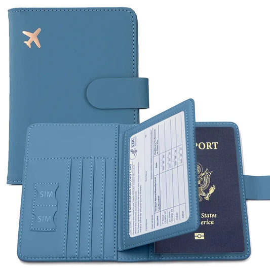 Passport Cover PU Leather Man Women Travel Passport Holder with Credit Card Holder Case Wallet Protector Cover Case