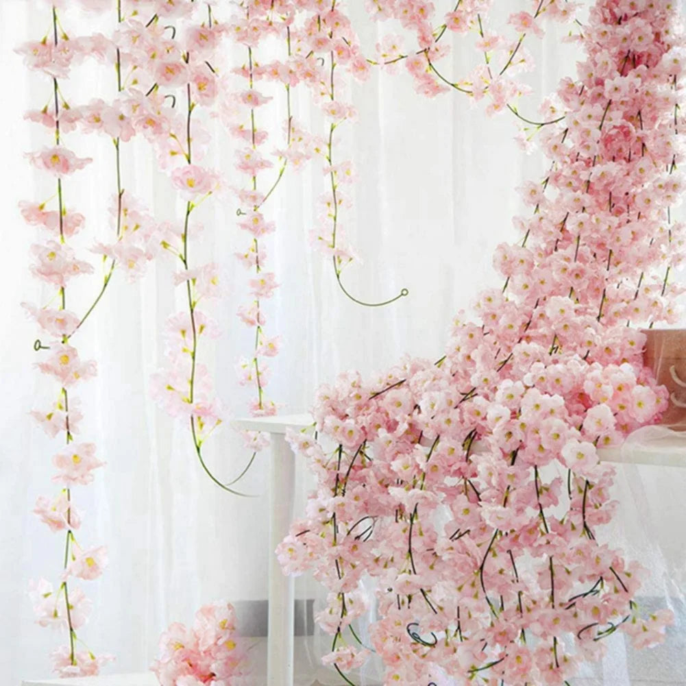 Vigne de fleurs de sakura artificielles de 180 cm - Décoration d'arche de mariage et de jardin 