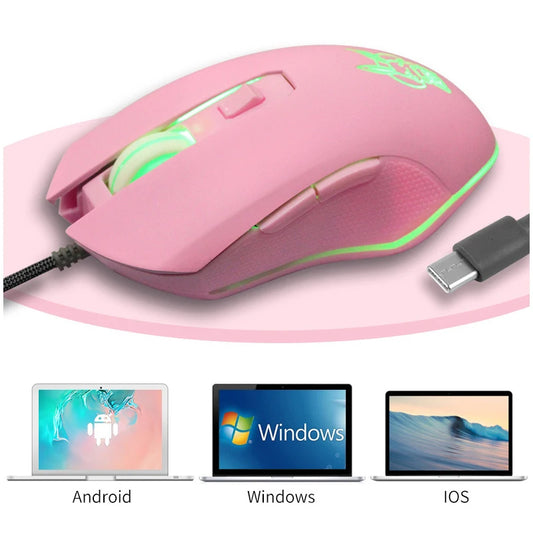 Souris de jeu USB-C lumineuse et colorée