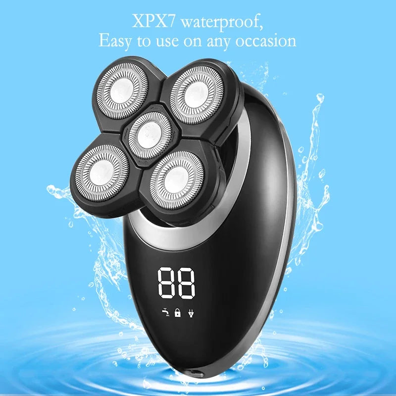 Rechargeable Waterproof Electric Shaver - LCD Display Grooming Kit