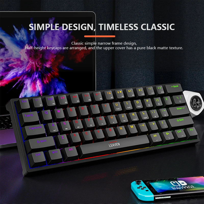 K620 Mini-Gaming-Tastatur mit mechanischer Tastatur – 61 Tasten RGB