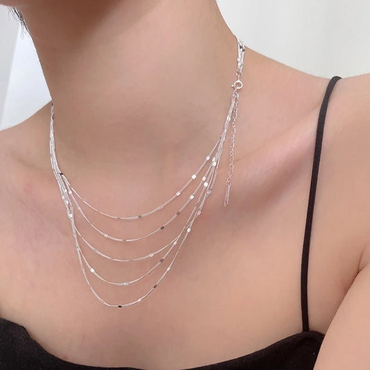 Collier disque en argent étincelant