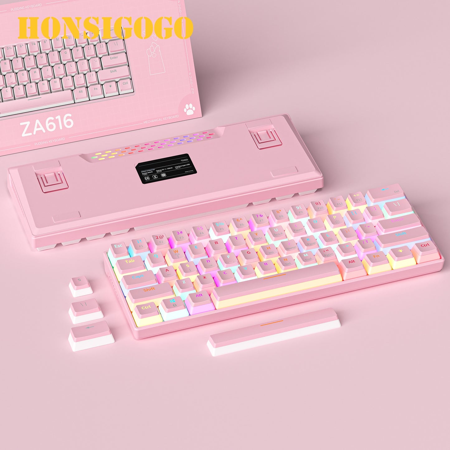 Joli clavier de jeu rose à 61 touches 🎮