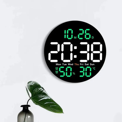 Horloge murale numérique à LED de 10 pouces avec télécommande et affichage de la température