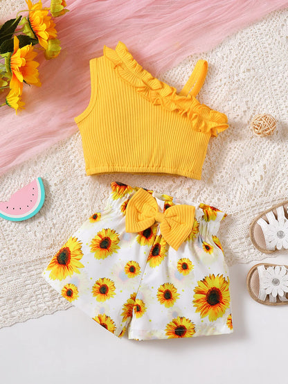 Ensembles de vêtements d'été imprimés mignons pour bébés filles