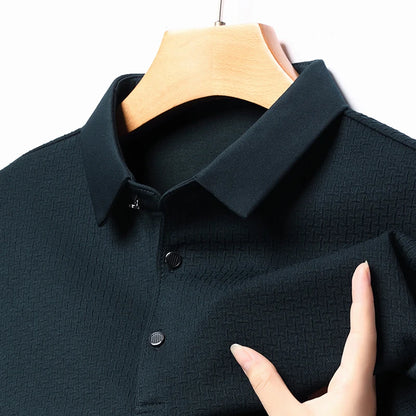 Langarm-Poloshirt mit Hohlsaum für Herren, Größe 4XL – Atmungsaktive Golfmode