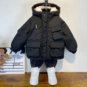 Boys Black Hooded Winter Jacket