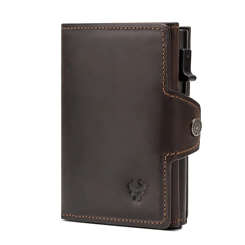 New Automatic Card Holder Genuine Leather Wallet