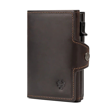 New Automatic Card Holder Genuine Leather Wallet