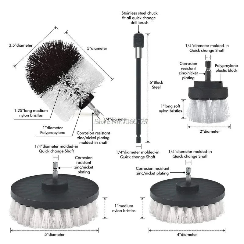 Power Scrubber Brush Attachment Set - Versatile Cleaning Kit