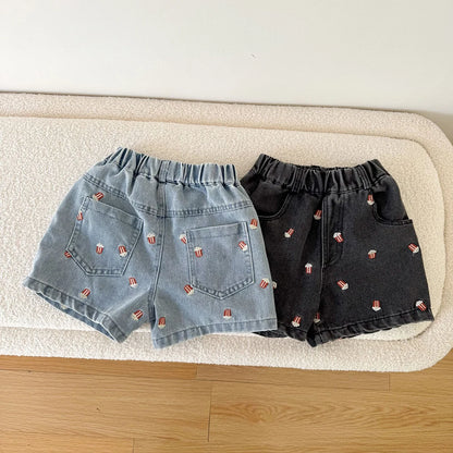 Modische Denim-Shorts für Mädchen mit Print – stilvoll