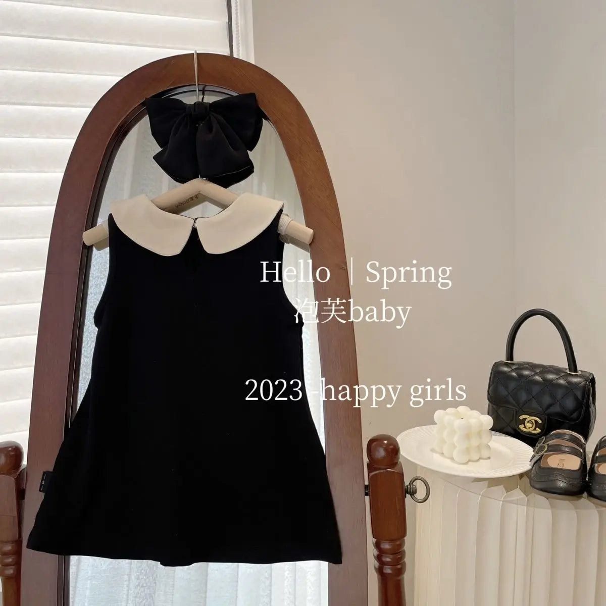 Pure Cotton Children Girls' Black Dress