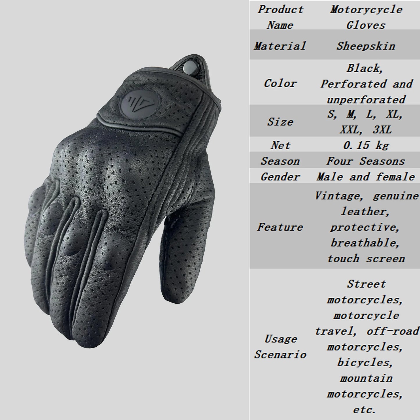 Motorcycle Leather Gloves - Winter Protection