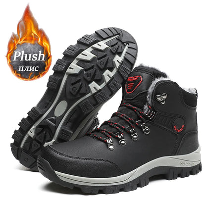 Men's Waterproof Leather Winter Snow Boots