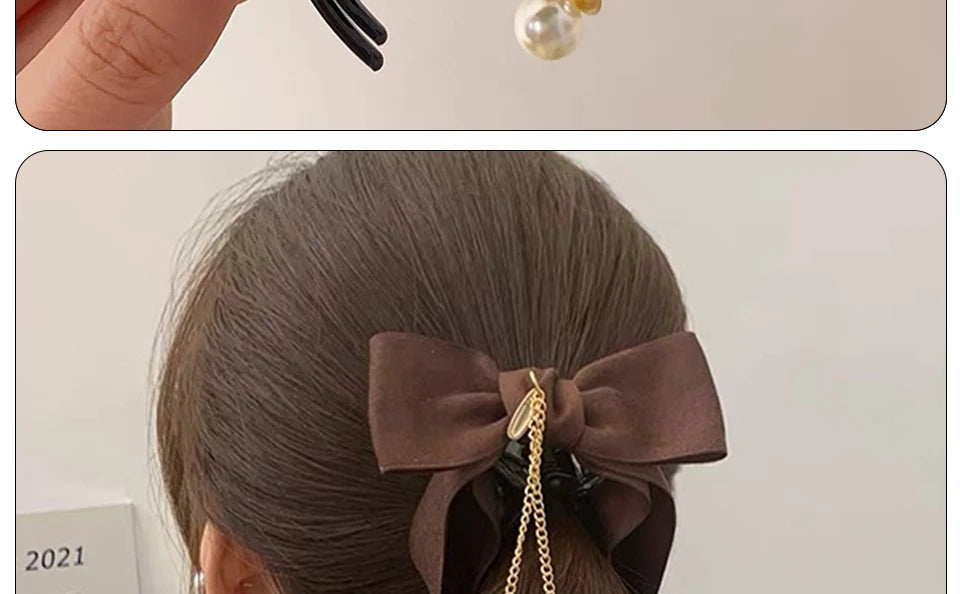 Butterfly Pearl Fringe Hair Clip