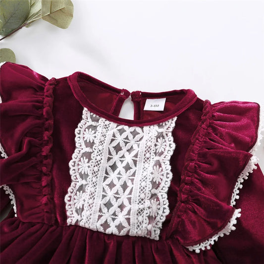 Velvet Turtleneck Girls' Dress Set