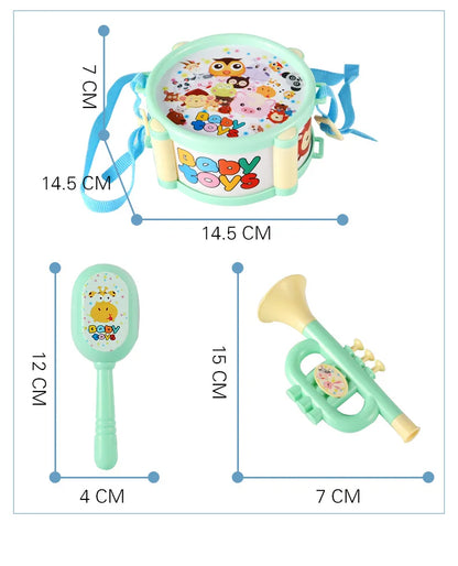 5-teiliges/4-teiliges Schlagzeug-, Trompeten- und Percussion-Set für Kinder