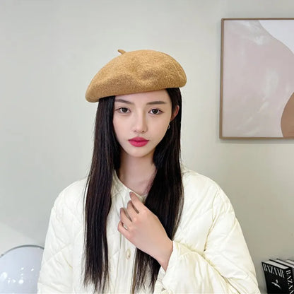 Warm Wool Beret – Soft Solid Winter Hat