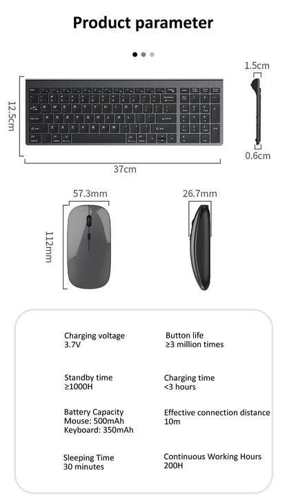 Rechargeable Wireless Keyboard and Mouse