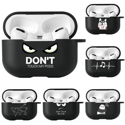 Black 'Don't Touch' Text AirPods Case