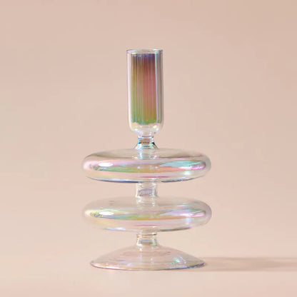 Rainbow Nordic Glass Candle Holders - Iridescent Home Decor