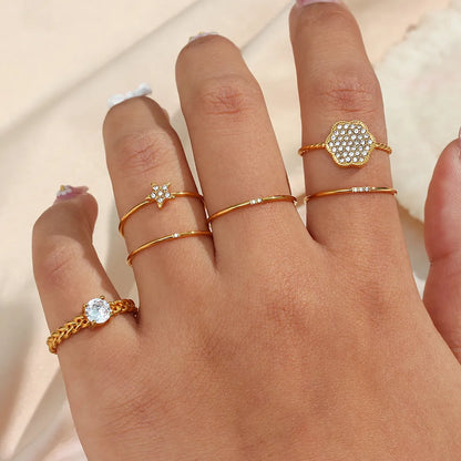 Gold-Plated Minimalist AAA Zircon Paved Rings for Women