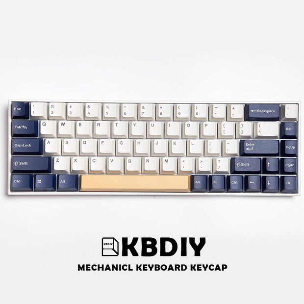 135-Key Rudy OEM PBT Double Shot Keycaps - White/Blue