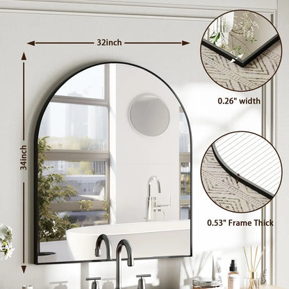Elegant Black Arch Mirror for Entryway & More