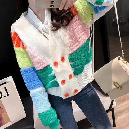 Manteau cardigan brodé coloré pour femme