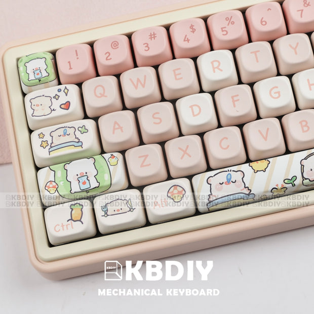 Cute Pig Theme Pink PBT Keycaps 🐷 MX Switch