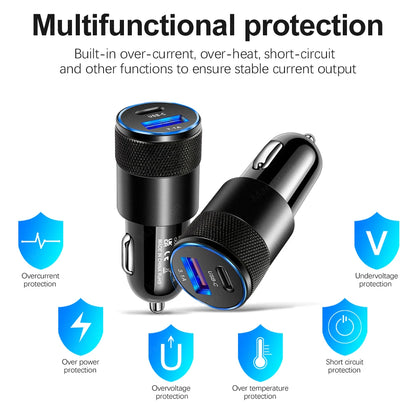 66W PD USB Car Charger Quick Charge 3.0 - USB C Fast Charging Adapter
