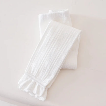 Leggings chauds en coton pour filles - Motif floral en dentelle 