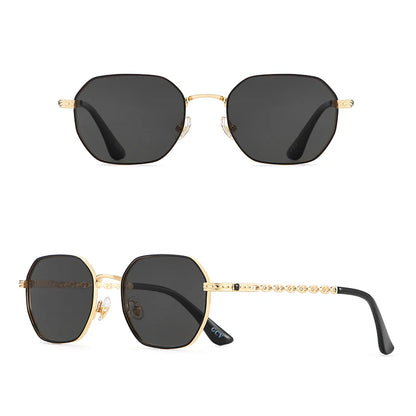 Rechteckige Retro-Sonnenbrille für Damen mit Metallrahmen und Polaroid-Gläsern