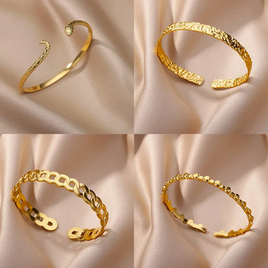 Vergoldetes Edelstahl-Manschettenarmband für Damen