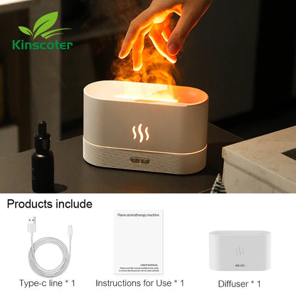 Ultrasonic Cool Mist Diffuser - LED Flame Lamp & Essential Oil Humidifier