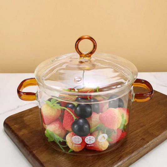 Pot à soupe transparent résistant à la chaleur, feu à micro-ondes