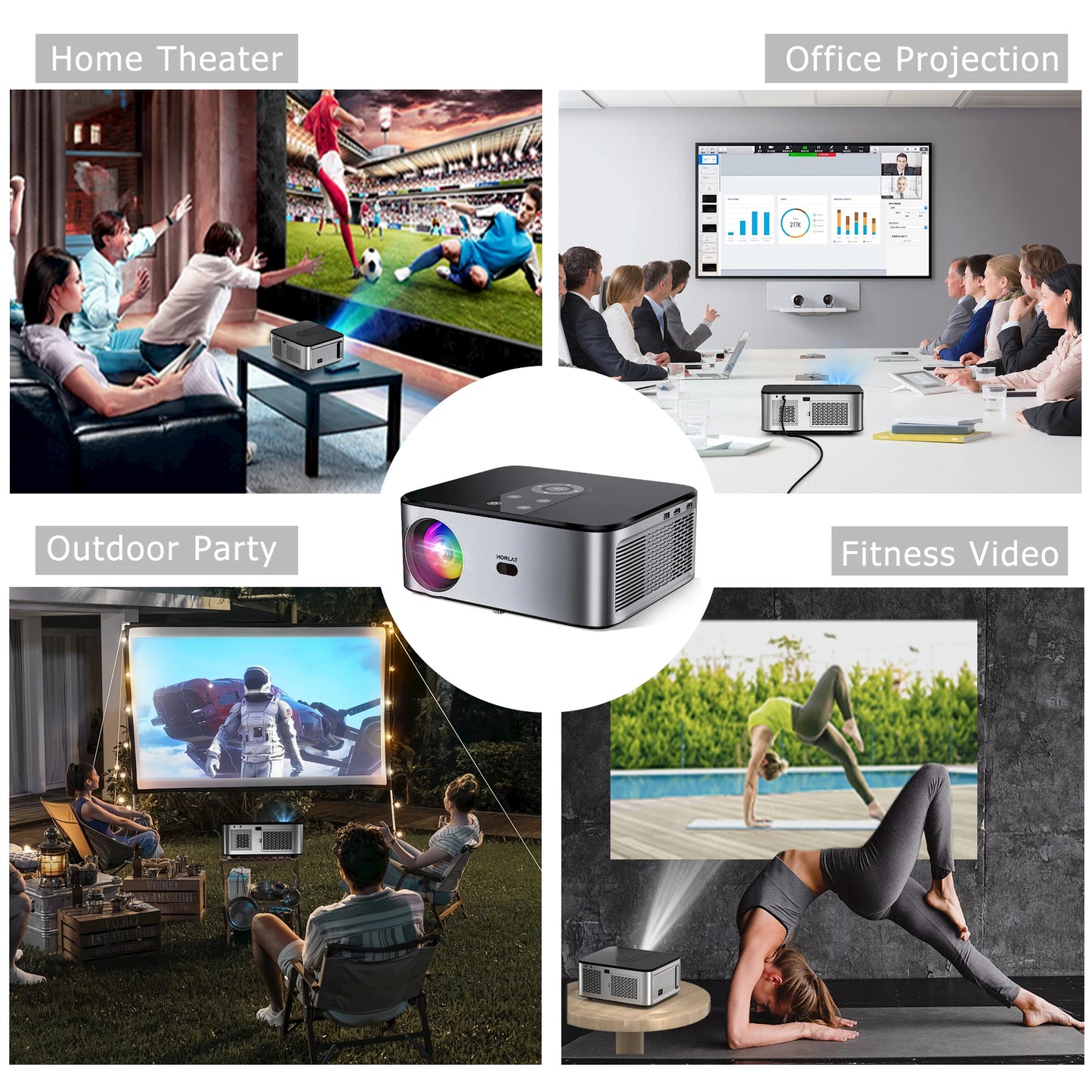 21000 Lumens 4K LED Projector 800 ANSI Full HD 5G WiFi