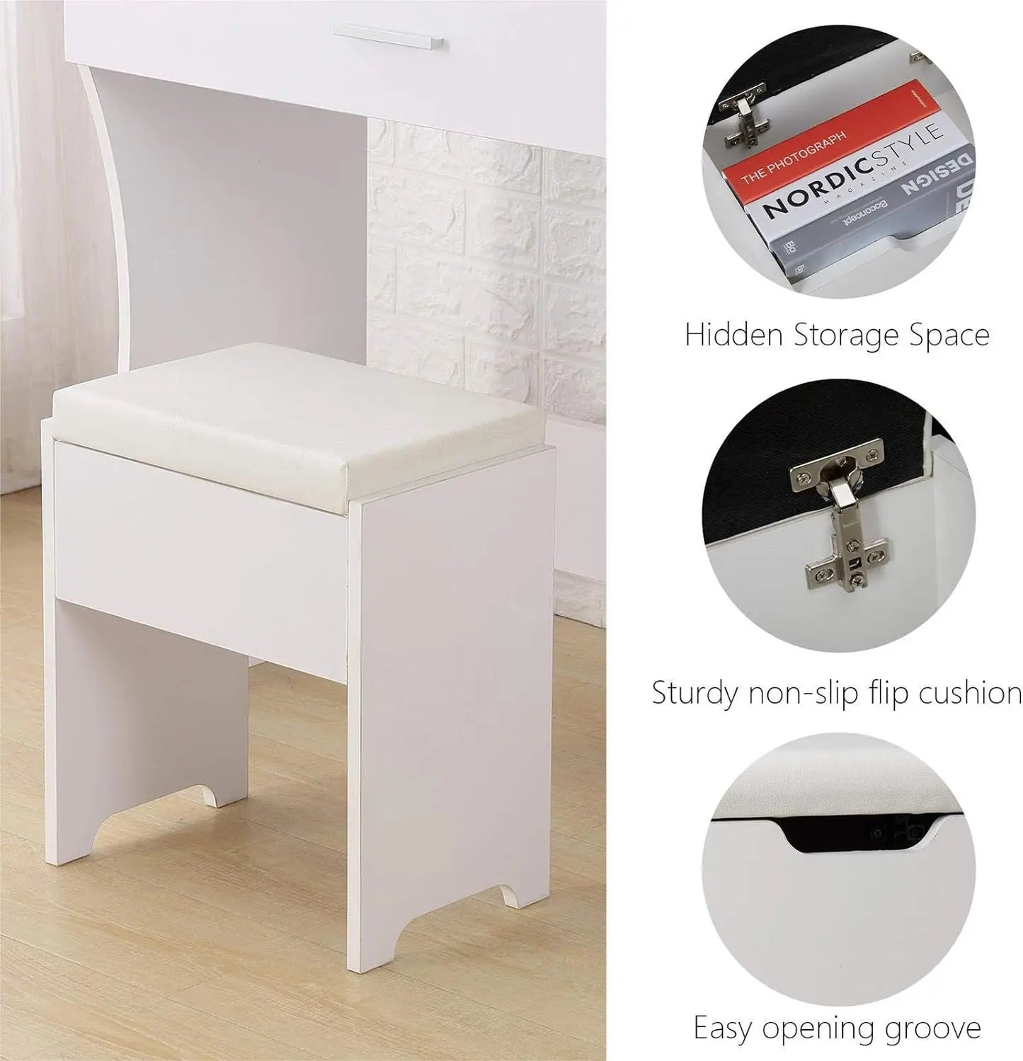 Ember Interiors Modern White Painted Vanity Table