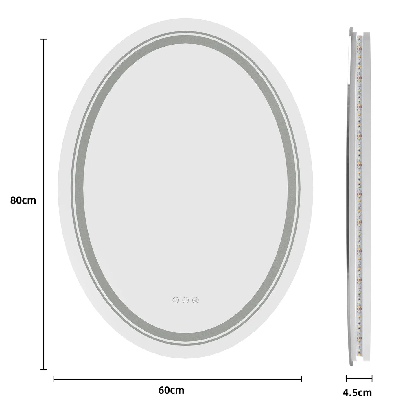 Miroir de salle de bain ovale à LED