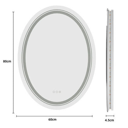 Miroir de salle de bain ovale à LED