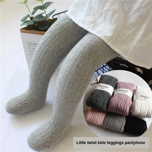 Girls Ribbed Knit Pantyhose - Spring Twist Stockings