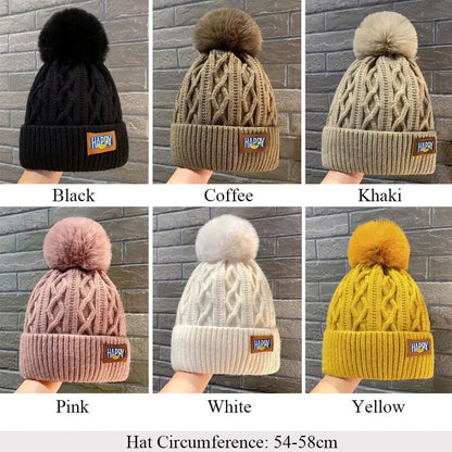 Women's Fashion Pompom Beanie - Thick Warm Winter Hat