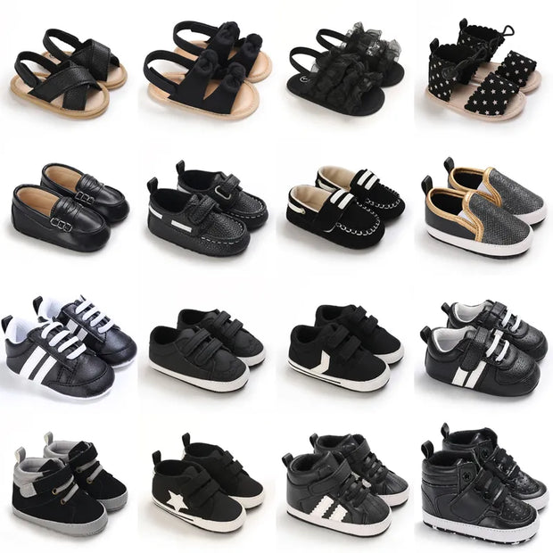 Black Fashion Newborn Casual Cloth Shoes Boys And Girls