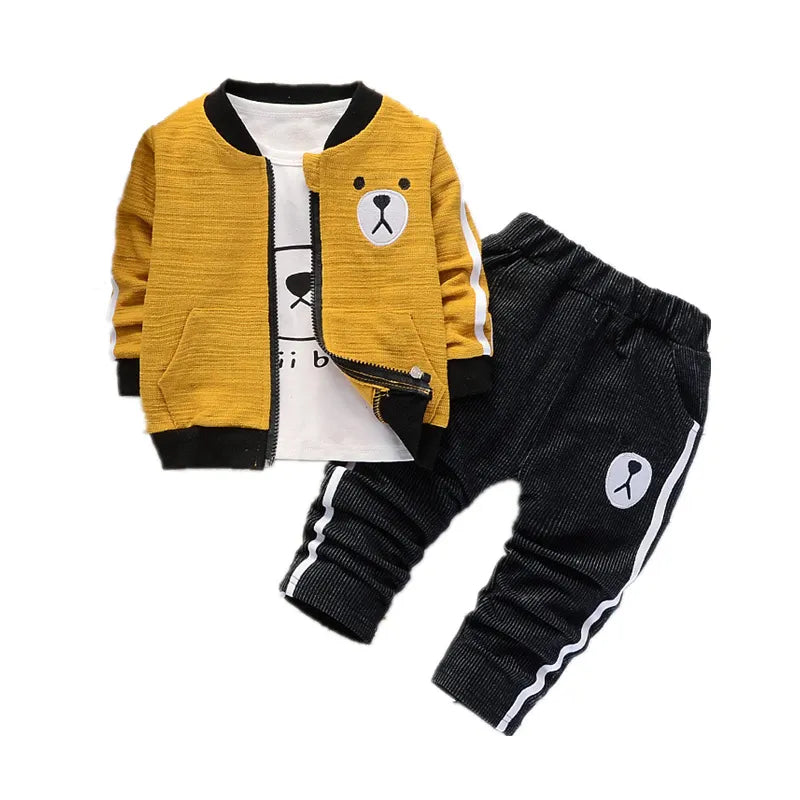 Cotton Hooded Tops+Pants 3pcs Baby Boy Outfits