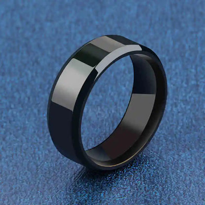 Bague unisexe en acier inoxydable noir mat