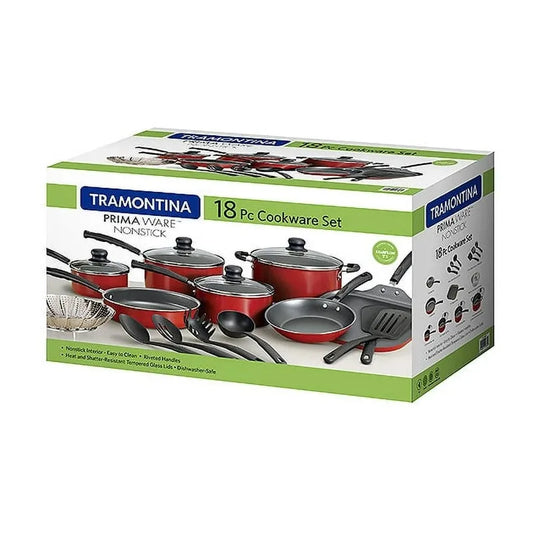 Batterie de cuisine antiadhésive Tramontina Primaware 18 pièces – Rouge 