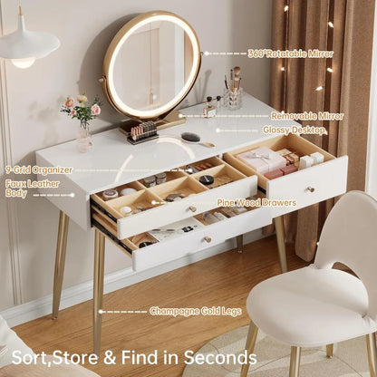 Glam Vanity Set with Lighted Mirror