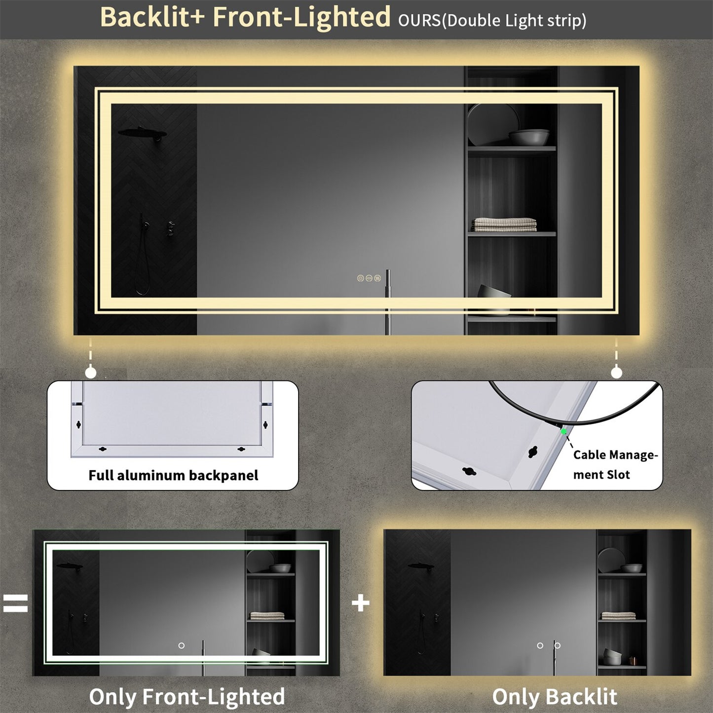 GlowPro XL LED-Badezimmerspiegel