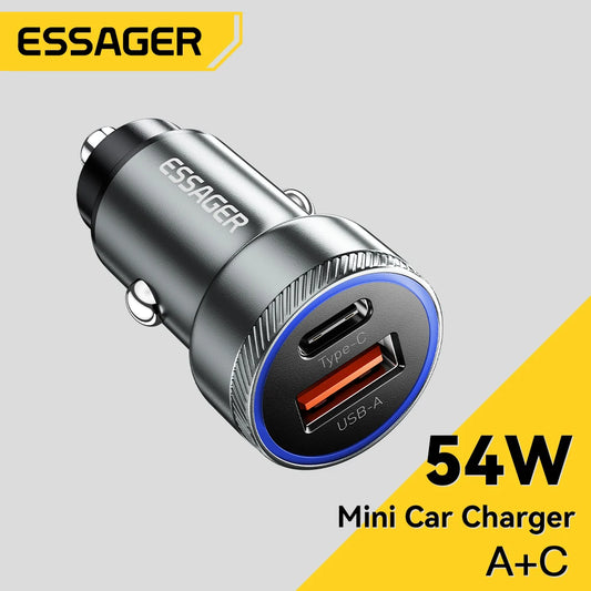 Chargeur de voiture USB 54 W, charge rapide 5 A QC 3.0, SCP AFC, charge rapide USB Type C 30 W