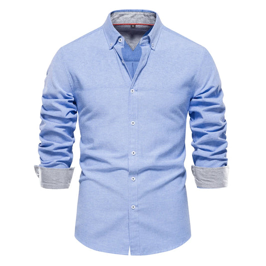 Chemise à manches longues pour homme, style business décontracté